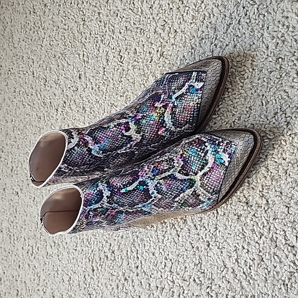Zadig & Voltaire Multicolor Python Embossed And Suede Ankle Boots Size 38 - Picture 4 of 9